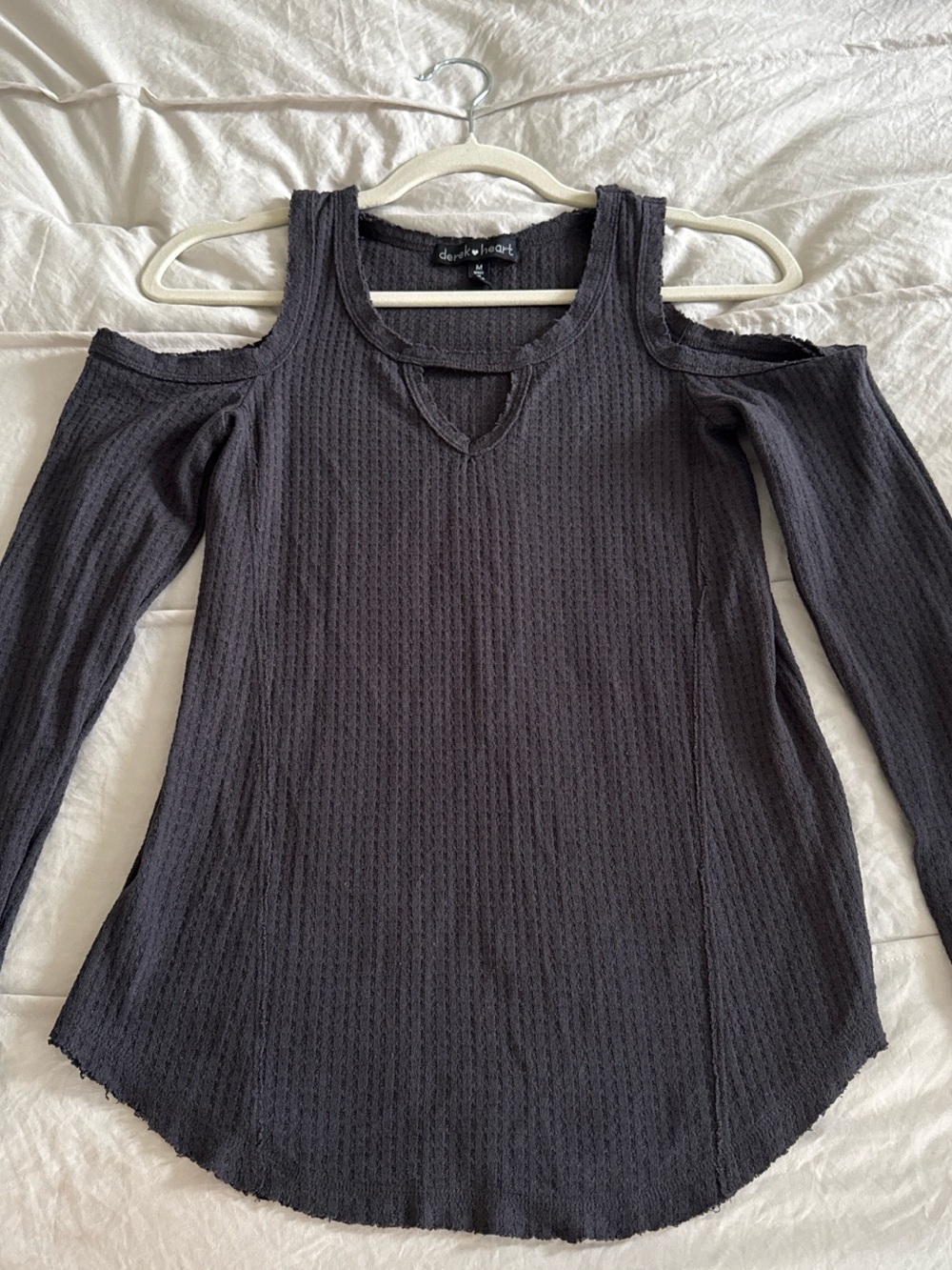 Derek Heart Black Waffle-Knit Top